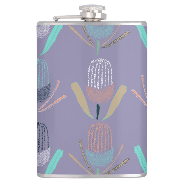 Banksia Lilac Hip Flask (Front)