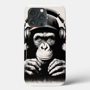Banksy DJ Monkey Gorilla Chimp Art Print iPhone 13 Pro Case