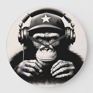 Banksy DJ Monkey Gorilla Chimp Art Print Large Clock