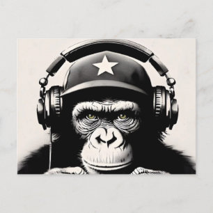 Banksy DJ Monkey Gorilla Chimp Art Print Postcard