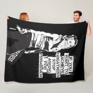 Banksy If you want to achieve greatness black Fleece Blanket