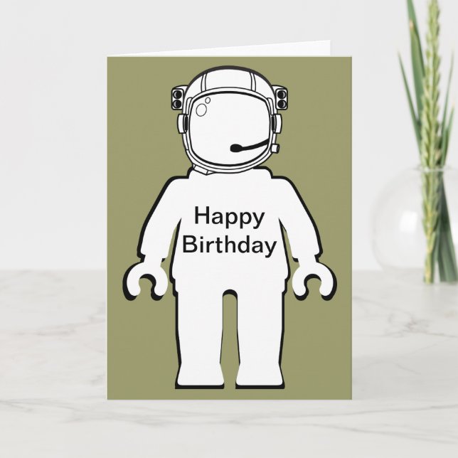 Banksy Style Astronaut Minifig Happy Birthday Card (Front)