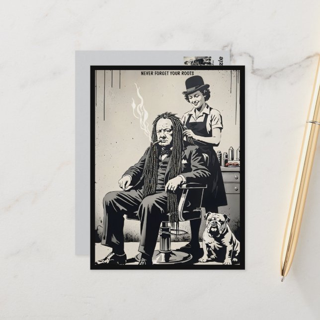 Banksy‑Style Satirical Art Postcard (Front/Back In Situ)