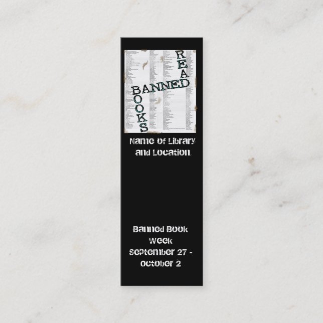 Banned Book Week Mini Bookmark to Customise Business Card (Front)
