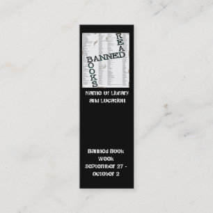 Banned Book Week Mini Bookmark to Customise Mini Business Card
