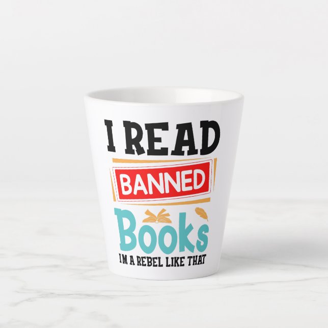 Banned Books Awareness Literacy Rebel Latte Mug (Front)