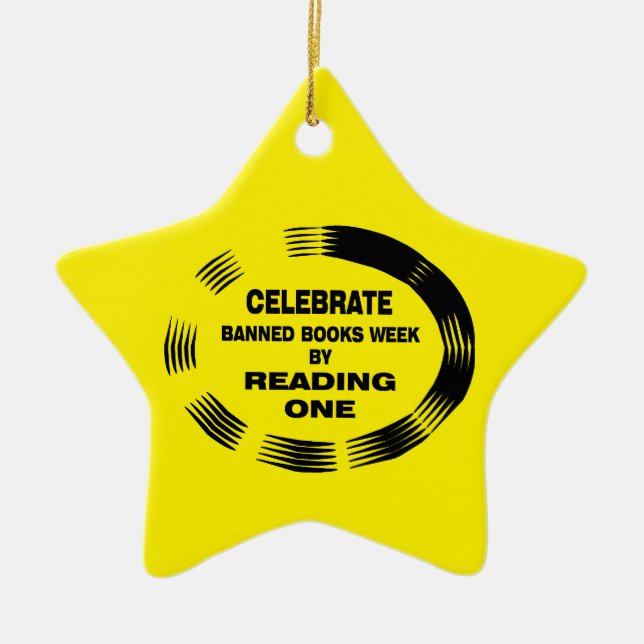 Banned Books Week Oval Ceramic Tree Decoration (Front)
