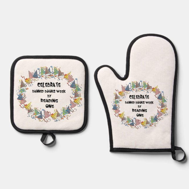 Banned Books Week Party Oven Mitt & Pot Holder Set (Front)