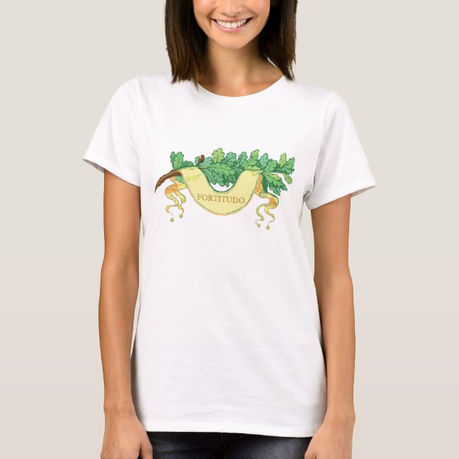 Banner and branch of green oak leaves T-Shirt (Front)