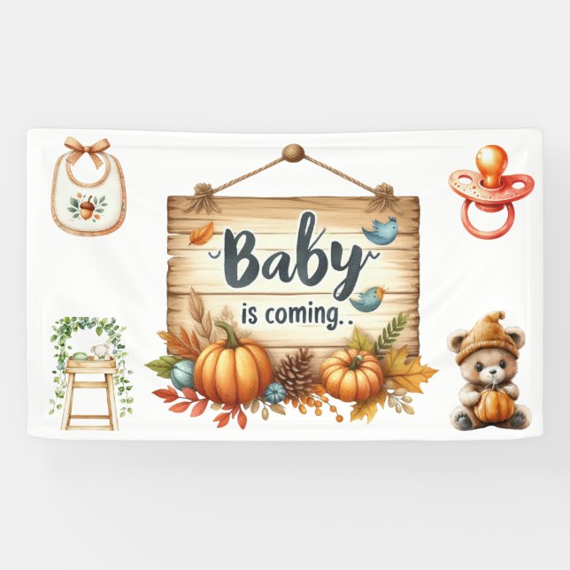Banner-Autumn Baby Shower Banner-3 x 5 ft Banner (Horizontal)