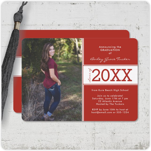 Banner Class of Any Year Red Graduation Invitation (Creator Uploaded)