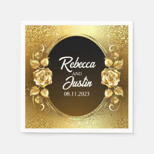 Banner Gold Floral Modern Boho Napkin