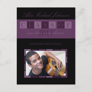Banner Graduation Announcement Postcard (purple)