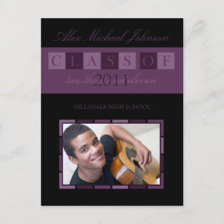 Banner Graduation Announcement Postcard (purple)