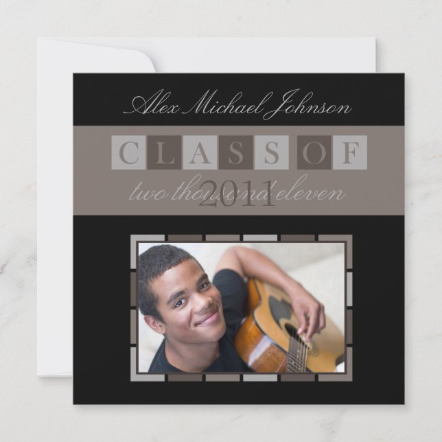 Banner Graduation Invitation Announcement (silver) (Front)