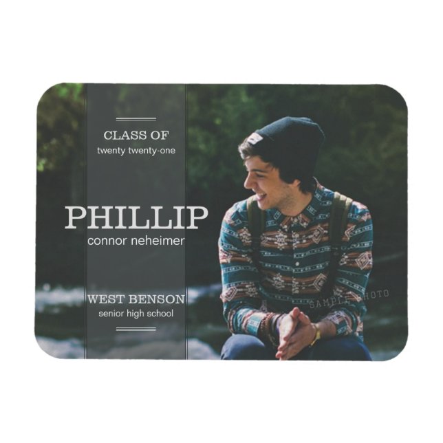 Banner Grey Photo Graduation Announcement Magnet (Horizontal)