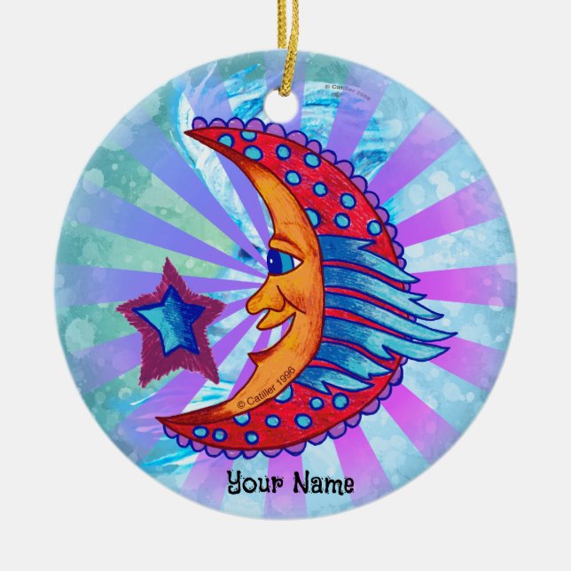 Banner Moon  Ceramic Tree Decoration (Front)