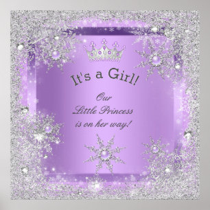 Banner Princess Baby Shower Lilac Purple Poster