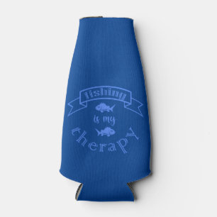 Banner ribbon quote Fishing is my therapy Bottle Cooler