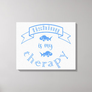 Banner ribbon quote Fishing is my therapy Canvas Print