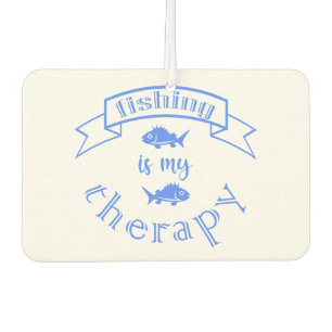 Banner ribbon quote Fishing is my therapy Car Air Freshener