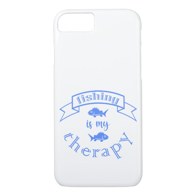 Banner ribbon quote Fishing is my therapy Case-Mate iPhone Case (Back)