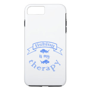 Banner ribbon quote Fishing is my therapy Case-Mate iPhone Case