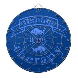 Banner ribbon quote Fishing is my therapy Dartboard