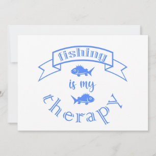 Banner ribbon quote Fishing is my therapy Holiday Card