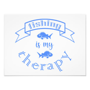 Banner ribbon quote Fishing is my therapy Photo Print