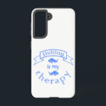 Banner ribbon quote Fishing is my therapy Samsung Galaxy Case<br><div class="desc">Cool brush script typography Fishing is my therapy</div>