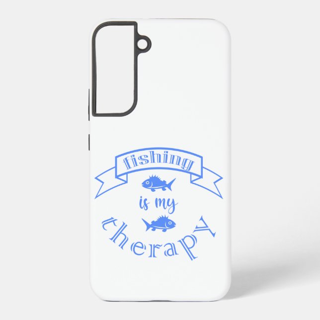 Banner ribbon quote Fishing is my therapy Samsung Galaxy S22+ Case (Back)