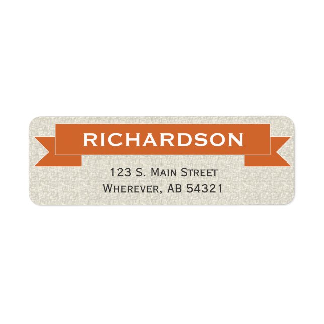 Banner ribbon sign orange return address label (Front)