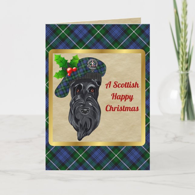 Bannerman Badge & Tartan Personalised Xmas Card (Front)