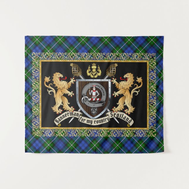Bannerman Clan Badge & Motto w/Lions Tapestry (Front (Horizontal))