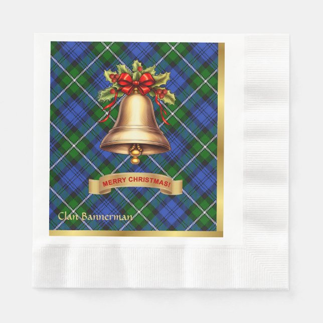 Bannerman Personalised Tartan Christmas Napkin (Front)