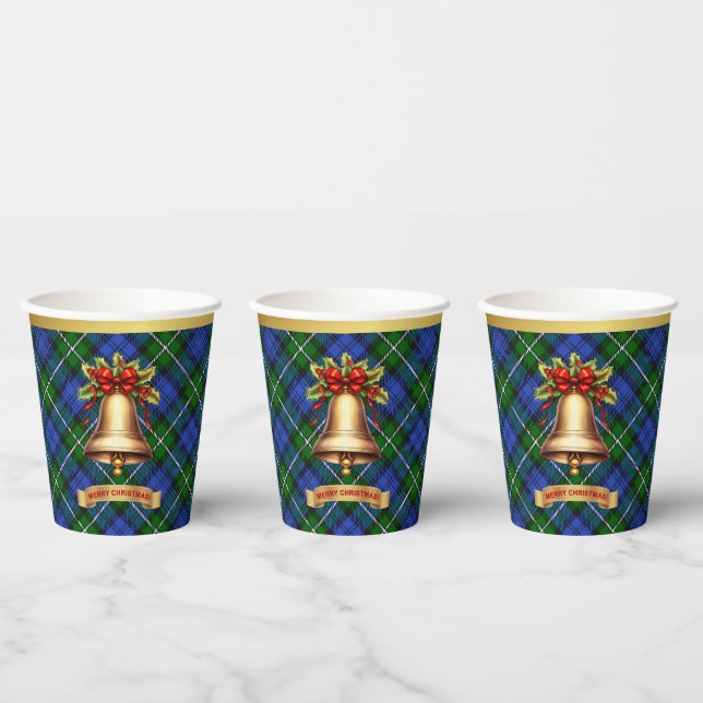 Bannerman Personalised Tartan Christmas  Paper Cups (Multi)