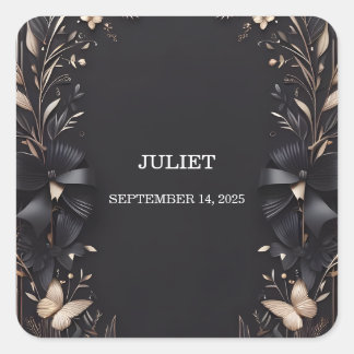 Banners Bows Satin Ribbon Cutting Bridal Shower Square Sticker