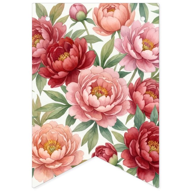 Bannière fanion florale pivoine – Décoration douce Bunting (First Flag)