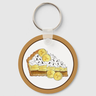 Banoffee Banana Toffee Pie Slice UK British Food Key Ring