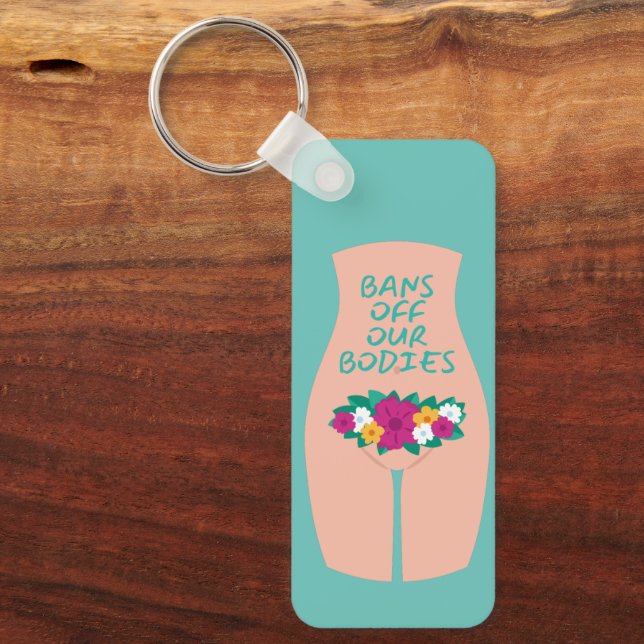 Bans Off Our Bodies Aqua  Key Ring (Front)