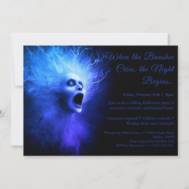 Banshee Cry Halloween Costume Party Invitation (Front)