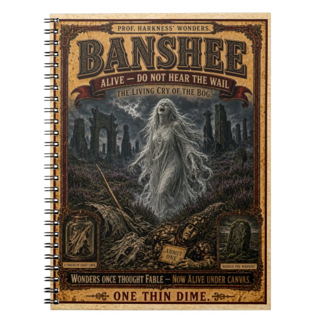 Banshee, Vintage Circus Monster Notebook (Front)