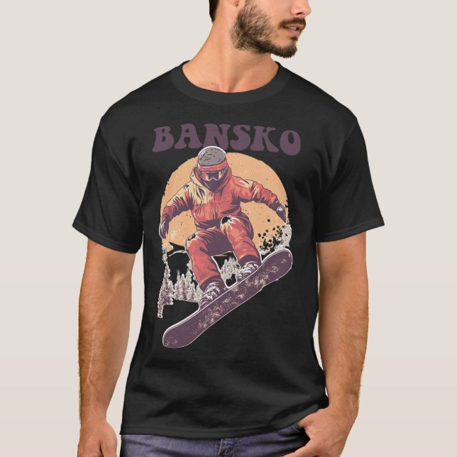 Bansko Bulgaria Retro Snowboard  T-Shirt (Front)