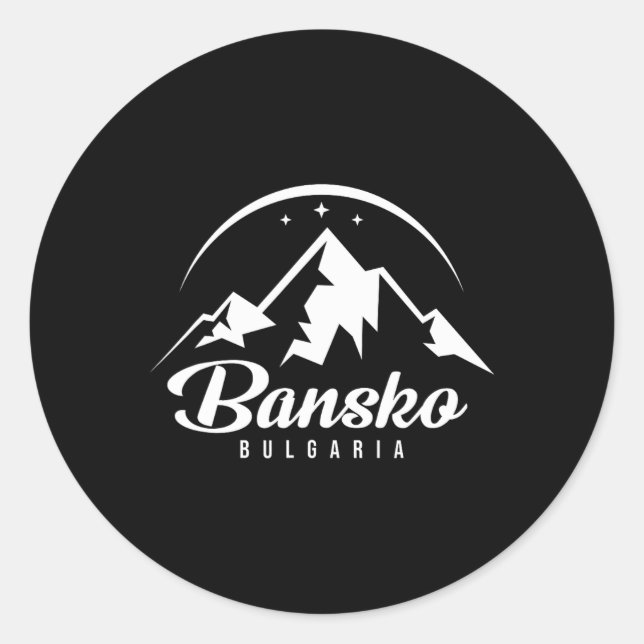 Bansko Bulgaria Ski Resort Skiing Snowboarding  Classic Round Sticker (Front)