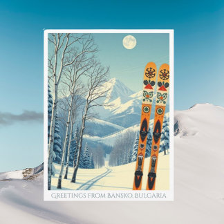 Bansko, Bulgaria ski vacation retro Postcard