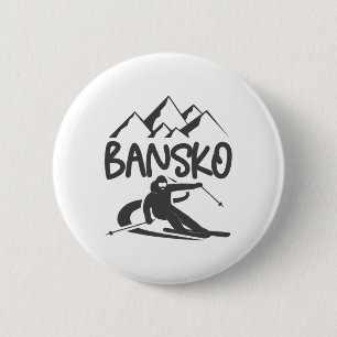 Bansko Skiing Snowboarding Bulgaria Resort Distres 6 Cm Round Badge