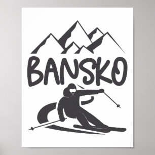 Bansko Skiing Snowboarding Bulgaria Resort Distres Poster