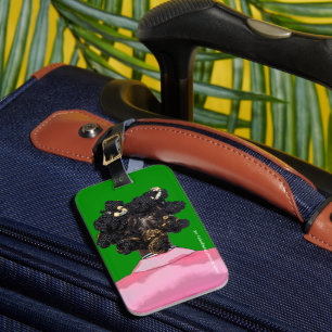 Bantu Knots. Pink and Green. Luggage tag.  Tag