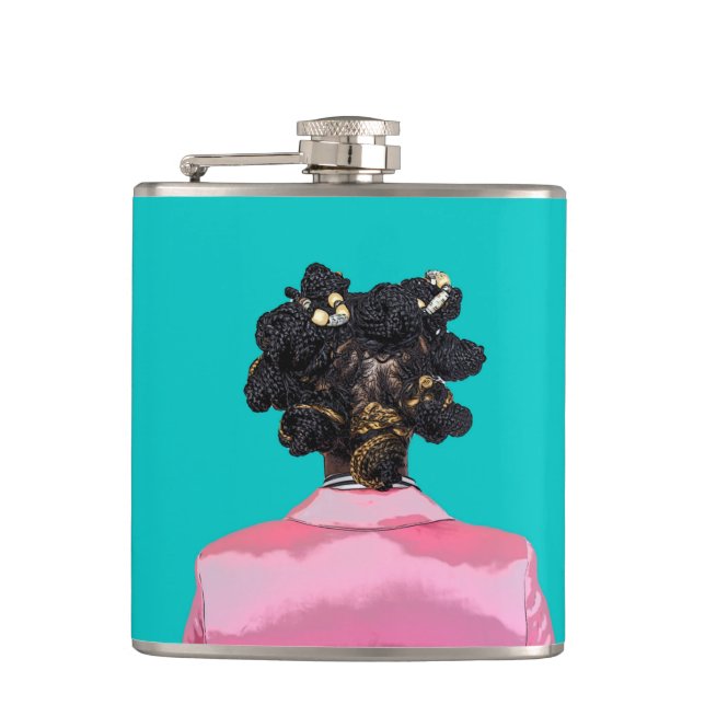 Bantu Teal. Hip Flask (Front)